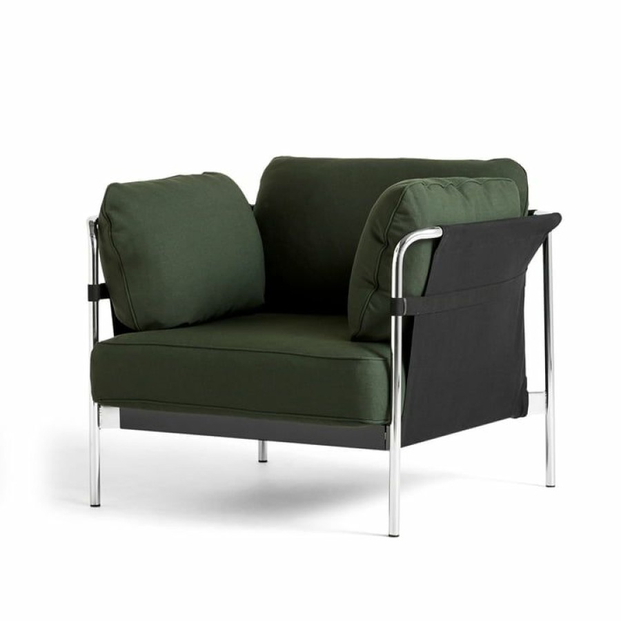 Furniture * | Hay Can 2. 0 Armchair, Chrome / Can Vas Black / Steelcut 975 Dark Green (Eu) Typical Style