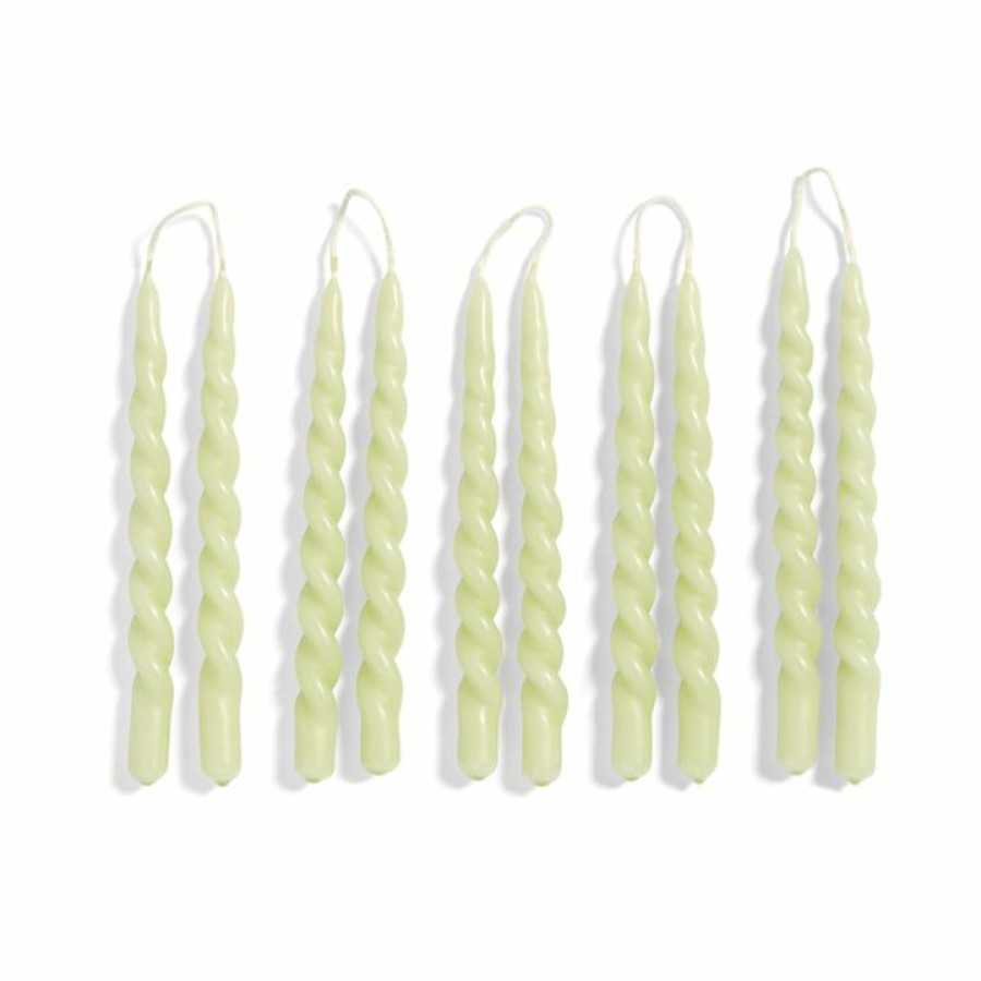 Home Accessories * | Hay Swirl Stick Candles, Light Green (Set Of 10) Bestsellers