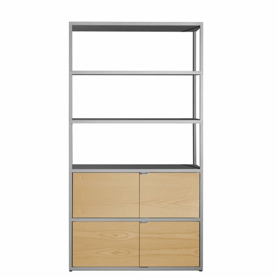 Furniture * | Hay New Order Shelf, Light Grey With Oak Doors New