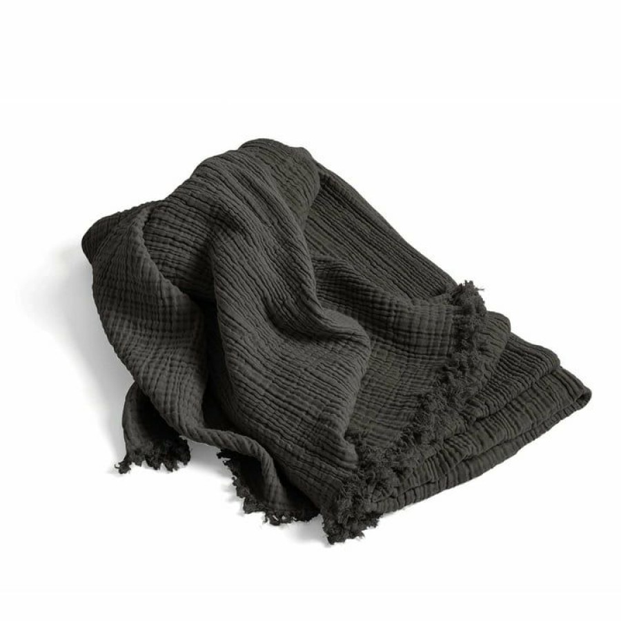 Home Accessories * | Hay Crinkle Woollen Blanket, Grey Best-Selling