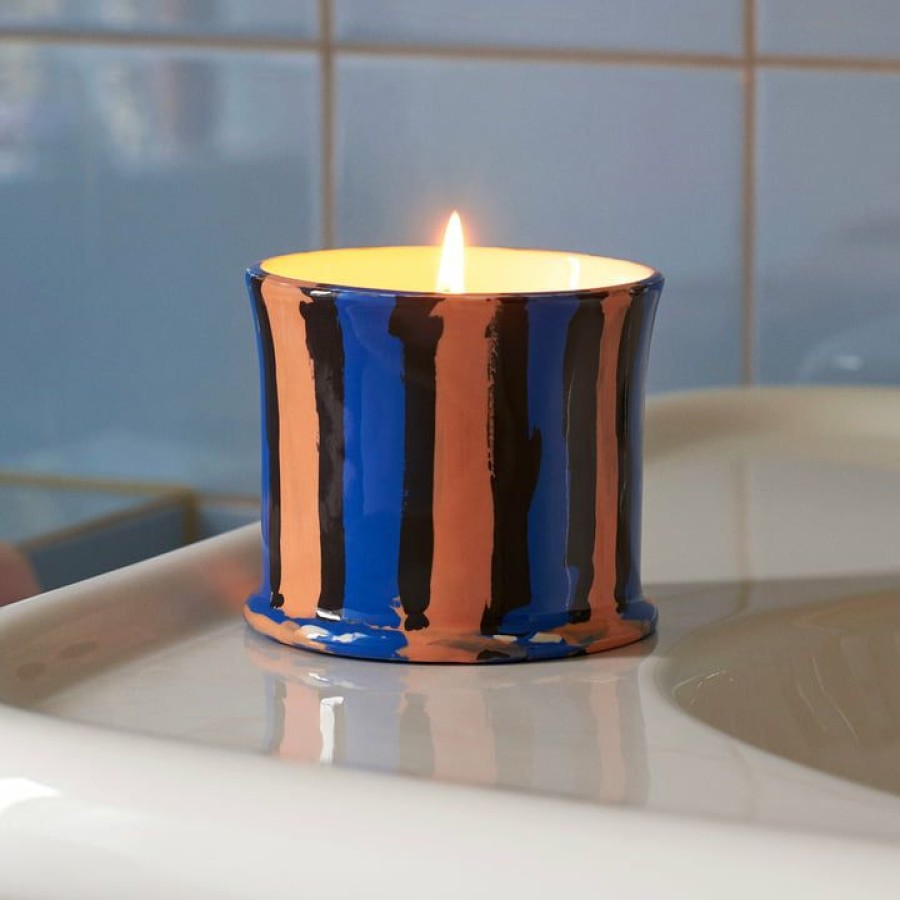 Home Accessories * | Hay Stripe Scented Candle, O 10 X H 8.5 Cm, Fig Leaf 100% Guarantee